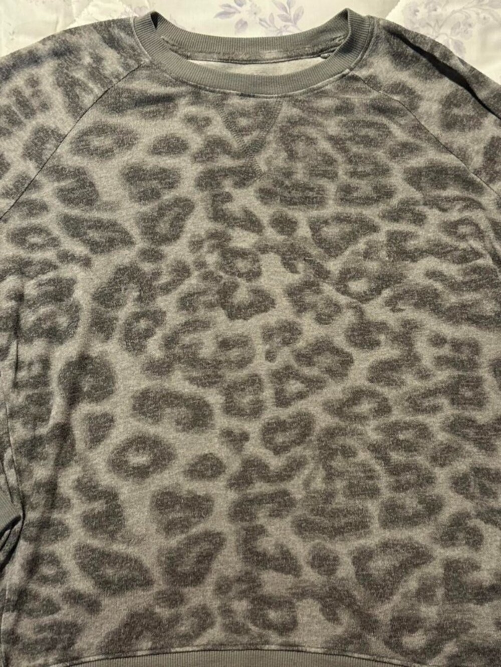 Grey leopard print knit lucky brand top